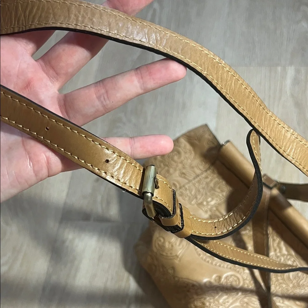 Tan Embossed Paisley Leather Tote Bag - Picture 5 of 9